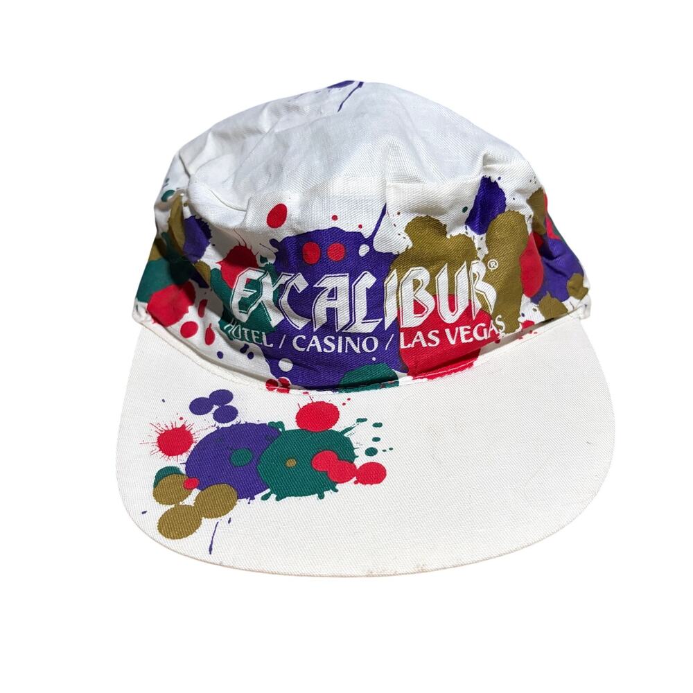 Vintage Excalibur Las Vegas Hat Paint Splatter Casino Cap 90s
